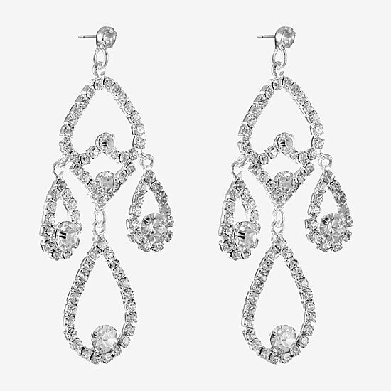 Monet Jewelry Timeless Silver Tone Womens Glass Hypoallergenic Chandelier Earrings