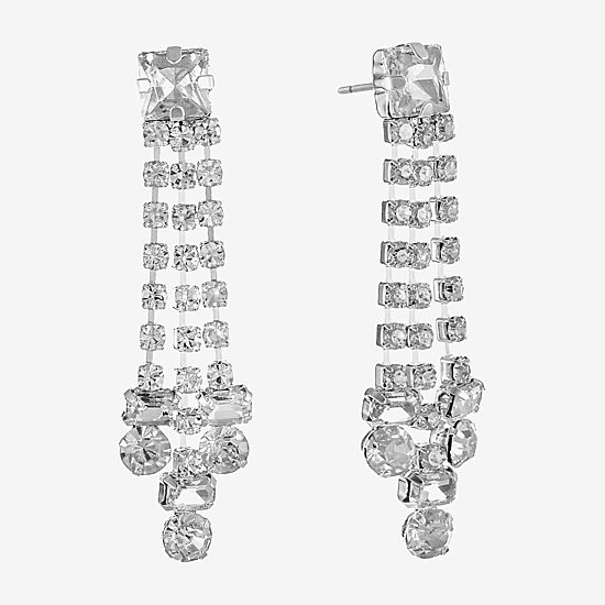 Monet Jewelry Timeless Silver Tone Womens Glass Hypoallergenic Drop Earrings