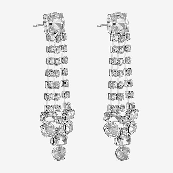 Monet Jewelry Timeless Silver Tone Womens Glass Hypoallergenic Drop Earrings