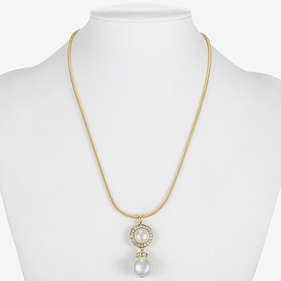 Monet Jewelry Womens Glass Simulated Pearl Round 17 Inch Pendant Necklace