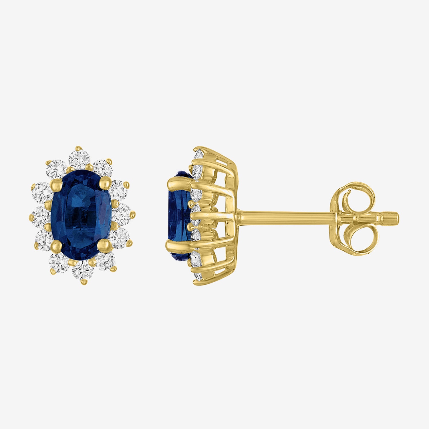 Lab Created Gemstone & 1/4 CT. T.W. Grown Diamond 10K Gold 9.7mm Oval Stud Earrings
