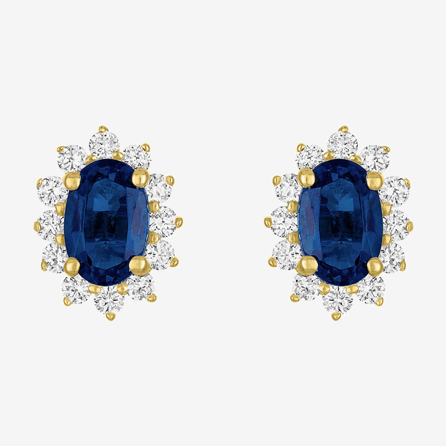 Lab Created Gemstone & 1/4 CT. T.W. Grown Diamond 10K Gold 9.7mm Oval Stud Earrings