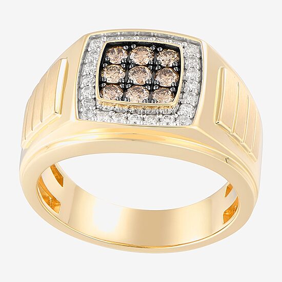 Mens 3/4 CT. T.W. Natural Champagne Diamond 10K Gold Fashion Ring
