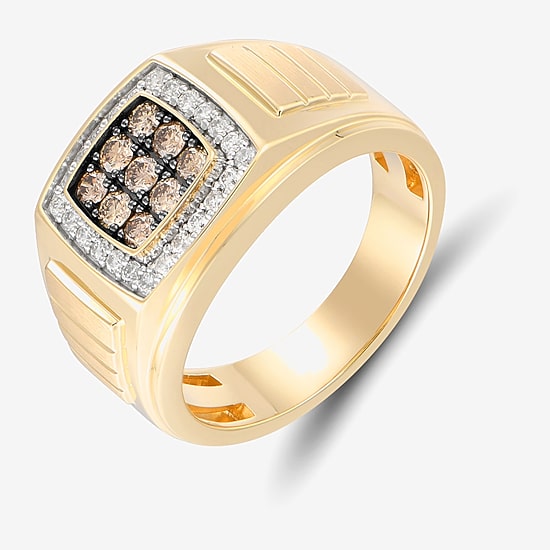 Mens 3/4 CT. T.W. Natural Champagne Diamond 10K Gold Fashion Ring