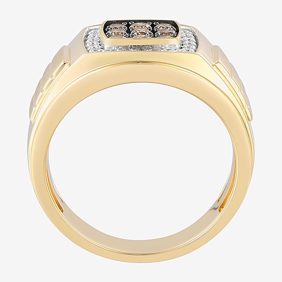 Mens 3/4 CT. T.W. Natural Champagne Diamond 10K Gold Fashion Ring