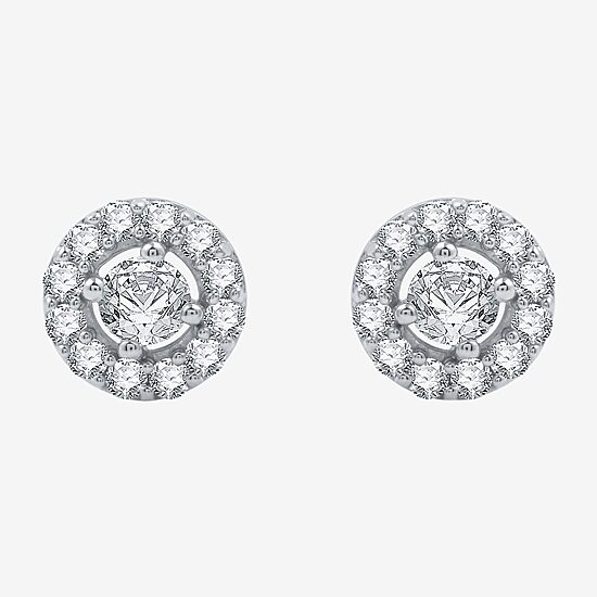 Yes, Please! Lab Created White Sapphire Sterling Silver 9mm Round Stud Earrings