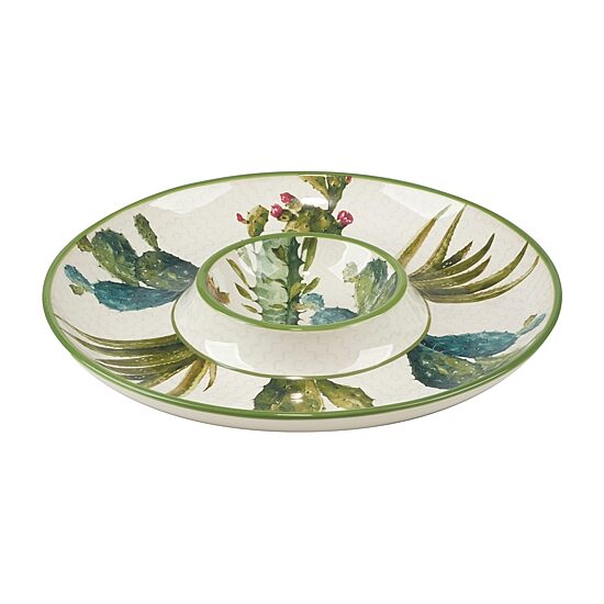 Certified International Cactus Verde Earthenware Chip & Dip Set