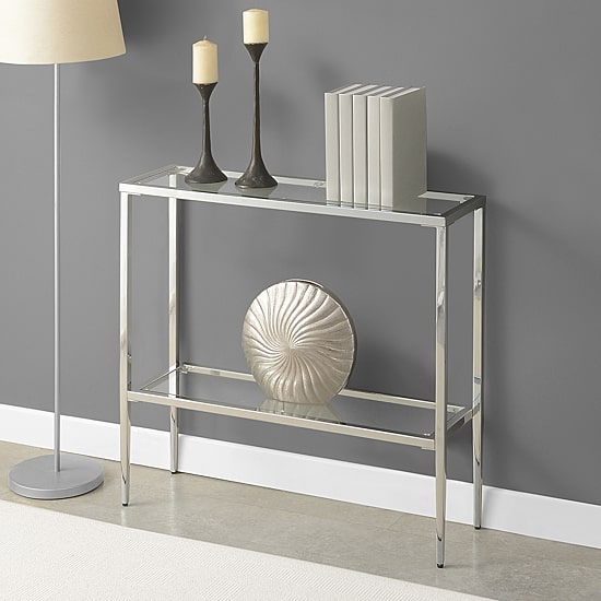 Convenience Concepts Nadia Glass Top Metal Console Table