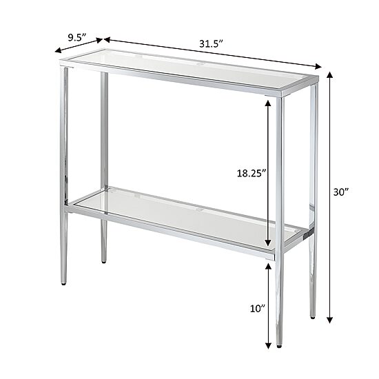 Convenience Concepts Nadia Glass Top Metal Console Table