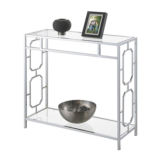 Convenience Concepts Omega Glass Top Metal Console Table