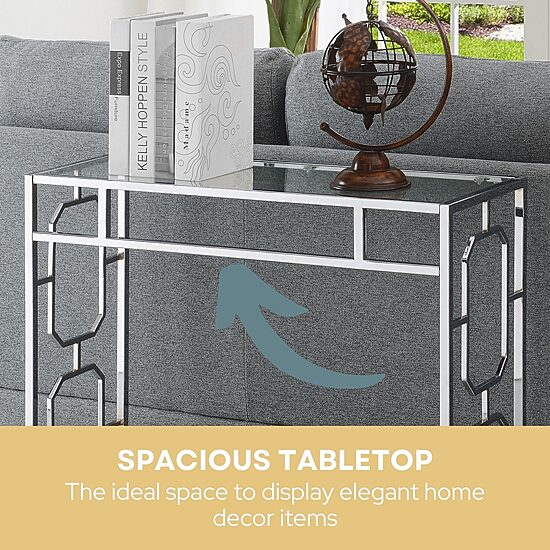 Convenience Concepts Omega Glass Top Metal Console Table