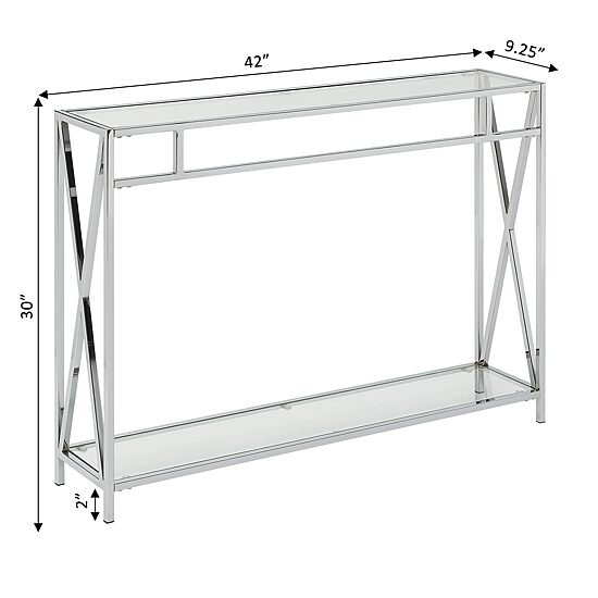Convenience Concepts Oxford Glass Top Metal Console Table
