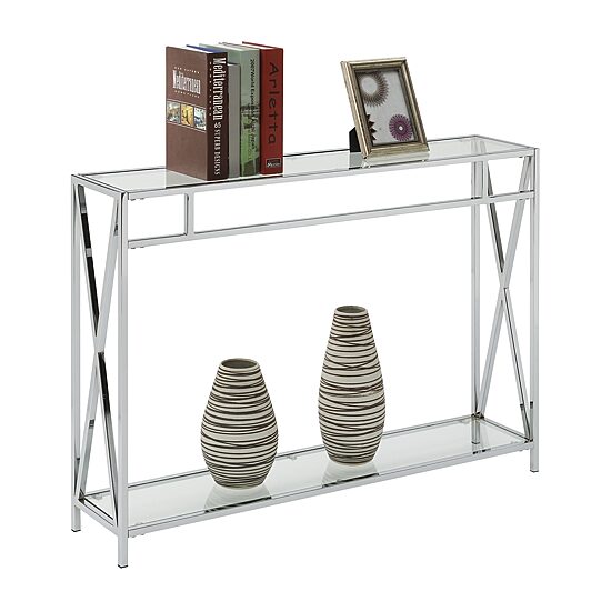 Convenience Concepts Oxford Glass Top Metal Console Table