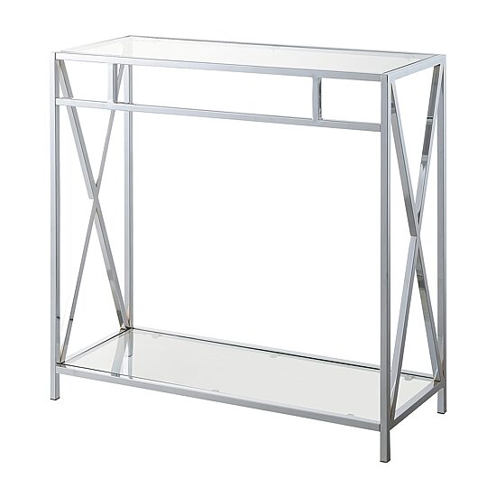 Convenience Concepts Oxford Glass Top Metal Console Table