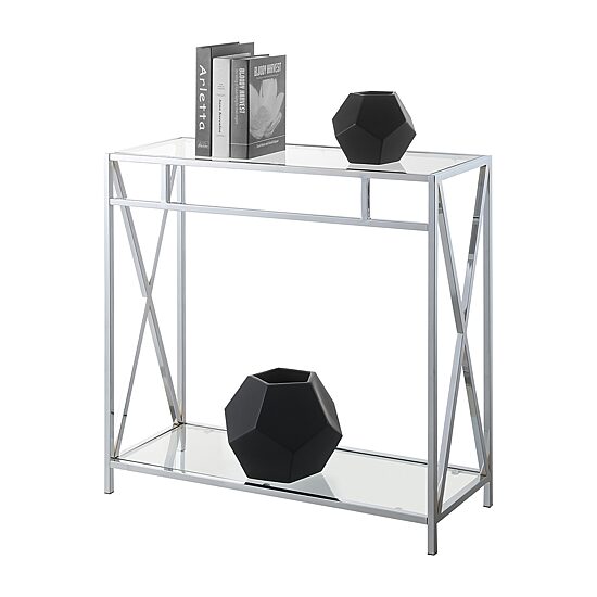 Convenience Concepts Oxford Glass Top Metal Console Table