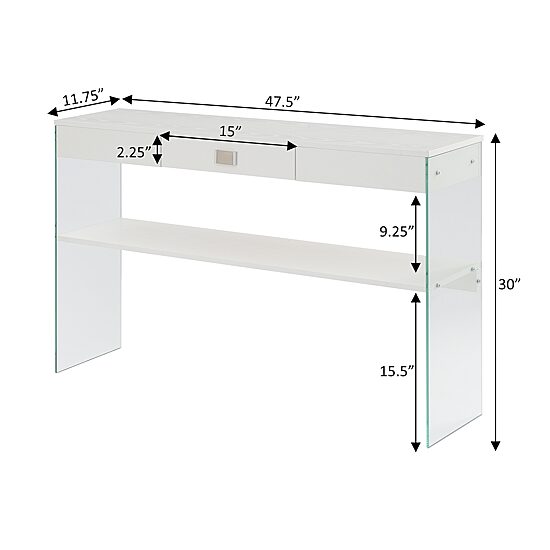 Convenience Concepts Soho Glass Top 1-Drawer Console Table