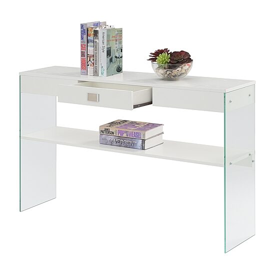 Convenience Concepts Soho Glass Top 1-Drawer Console Table