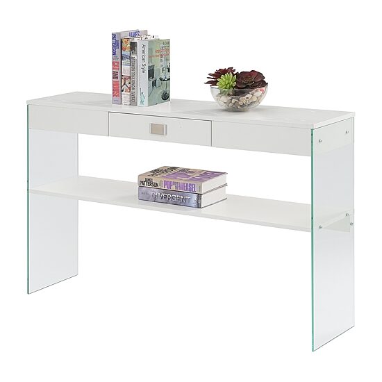 Convenience Concepts Soho Glass Top 1-Drawer Console Table