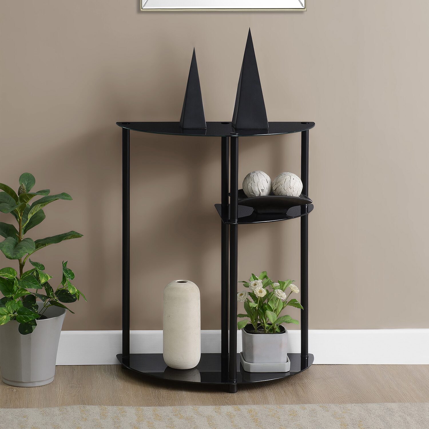 Convenience Concepts Design2go Glass Top Metal Console Table