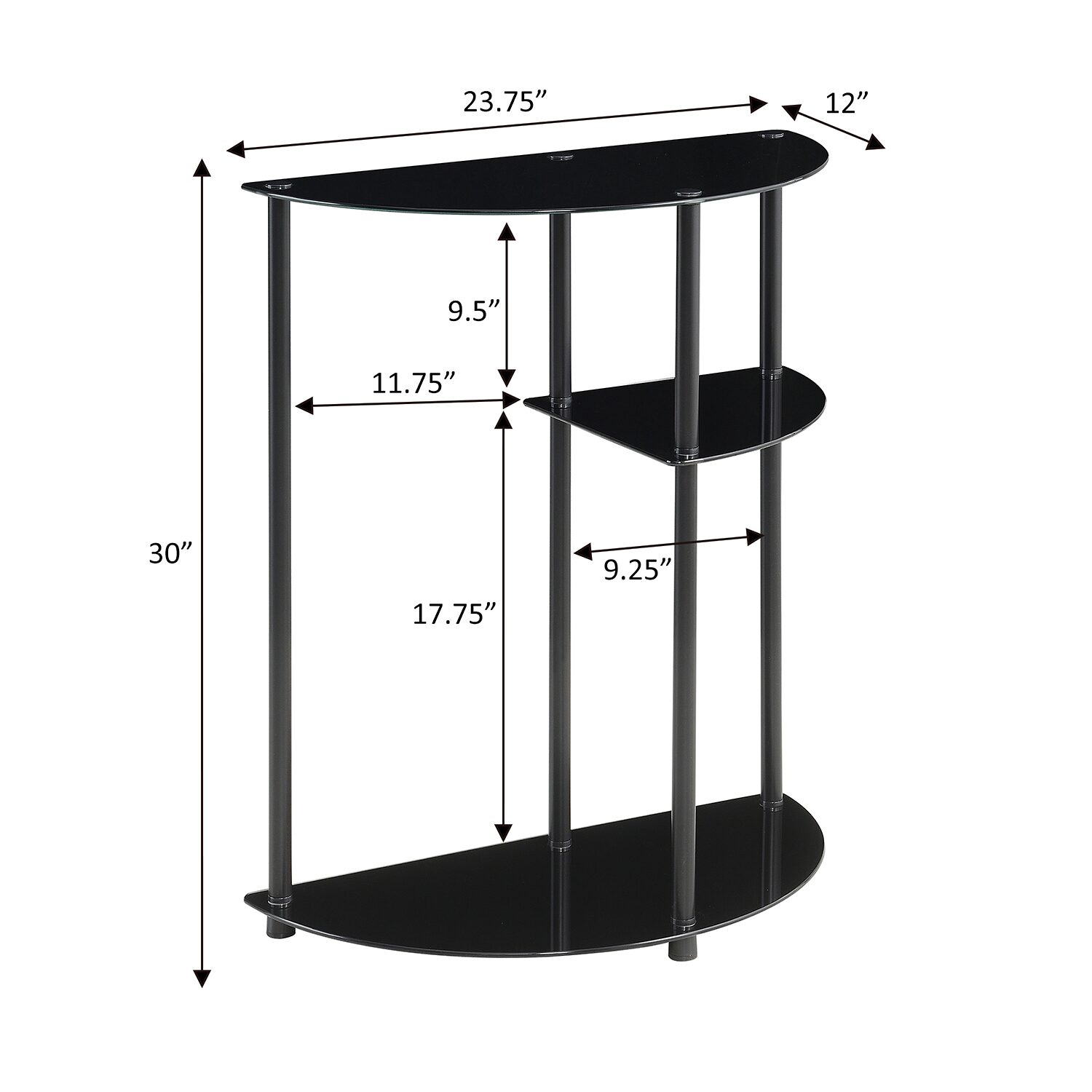 Convenience Concepts Design2go Glass Top Metal Console Table