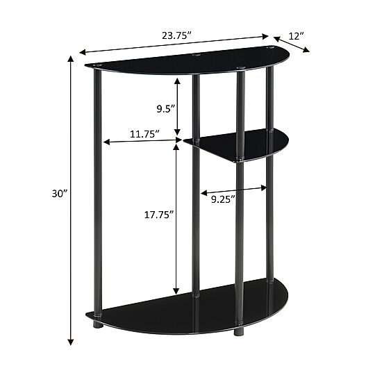 Convenience Concepts Design2go Glass Top Metal Console Table