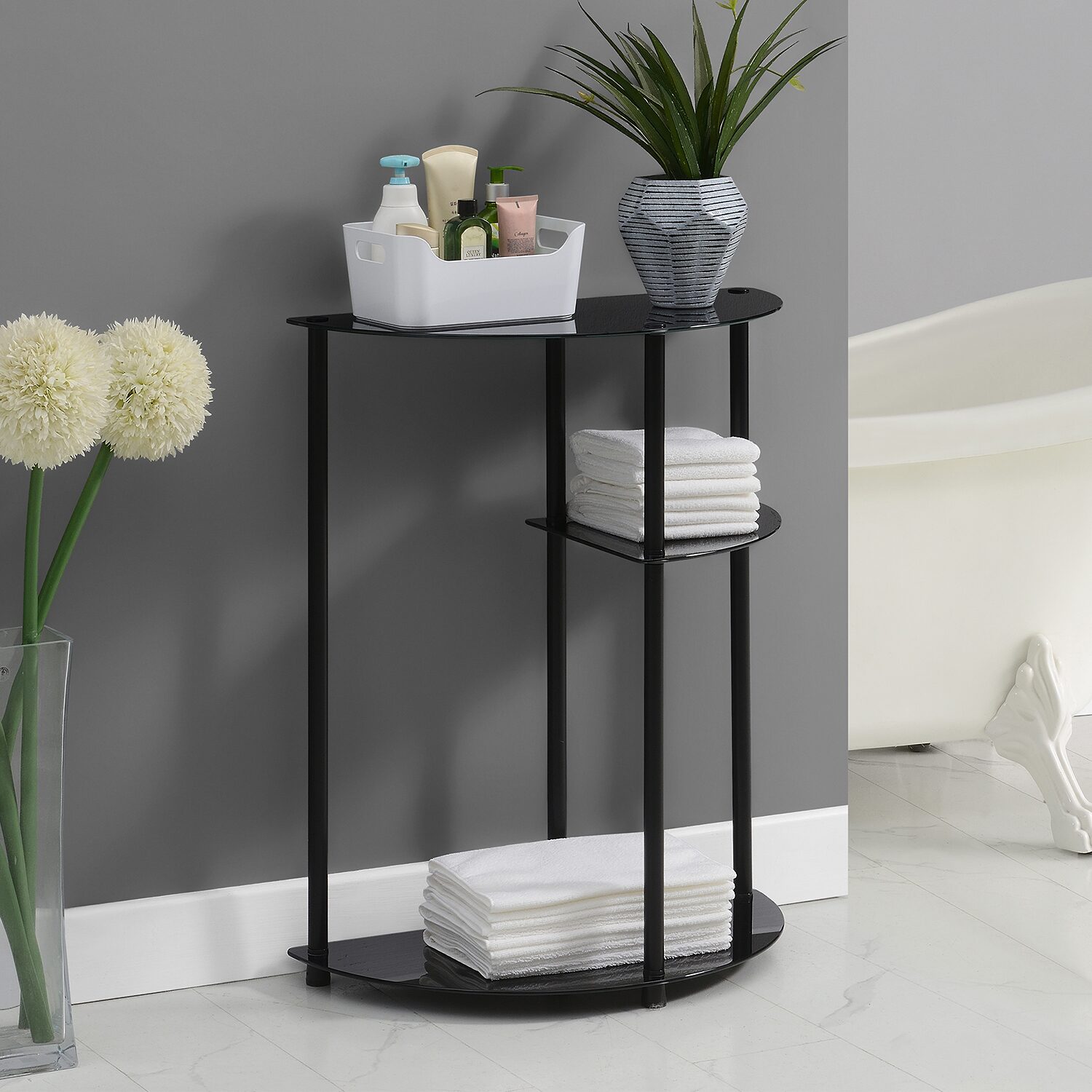 Convenience Concepts Design2go Glass Top Metal Console Table