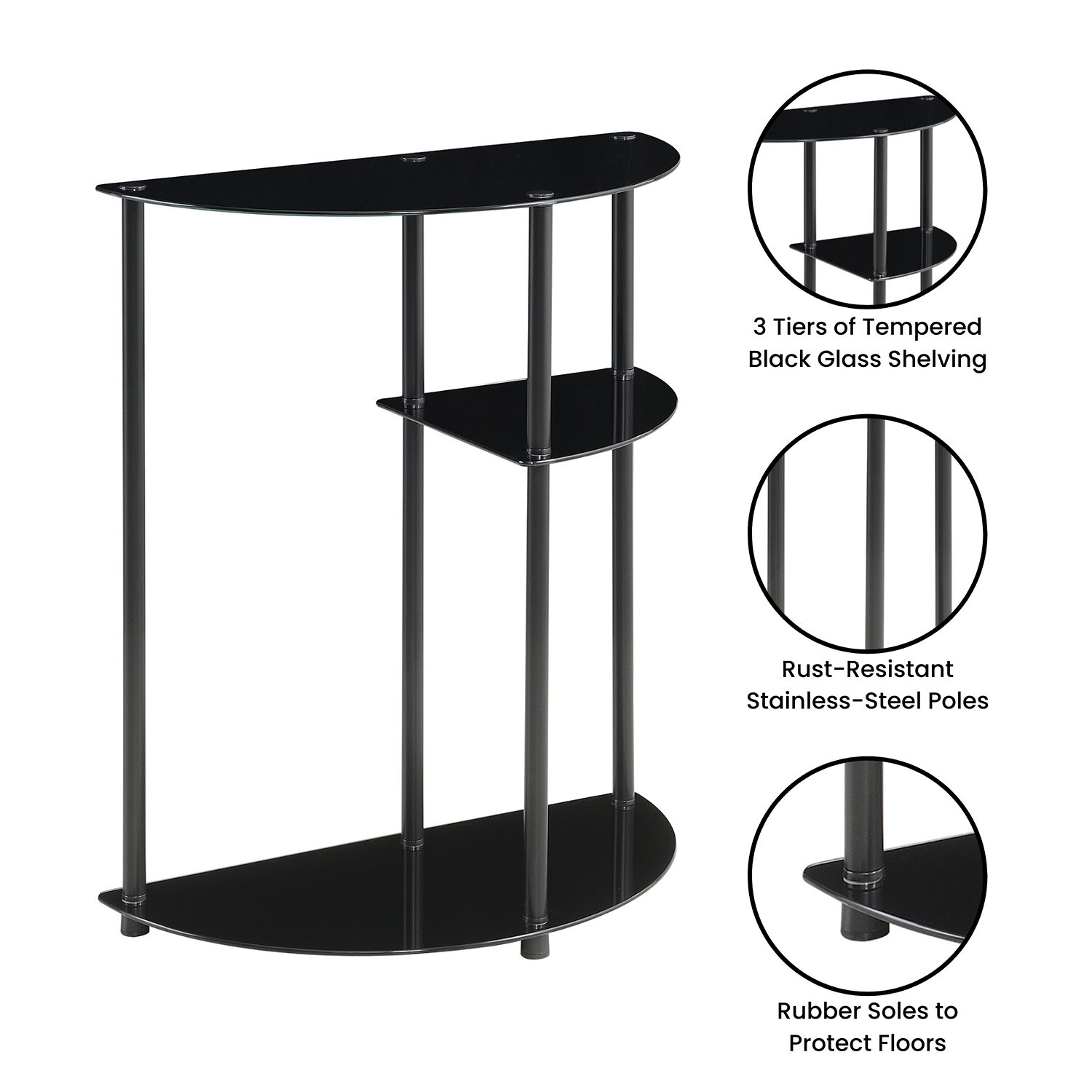 Convenience Concepts Design2go Glass Top Metal Console Table