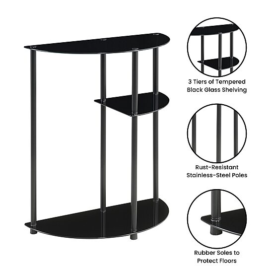 Convenience Concepts Design2go Glass Top Metal Console Table