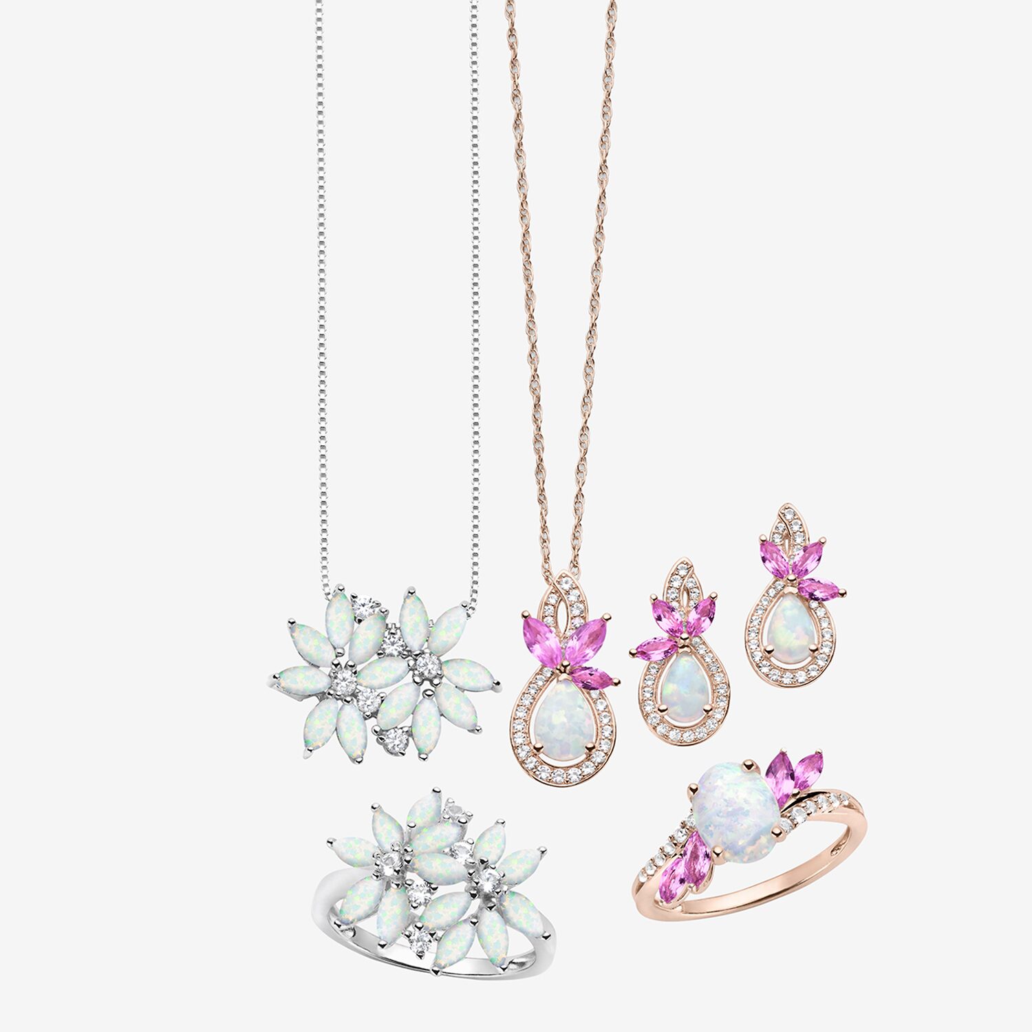 Womens Lab Created White Opal 14K Rose Gold Over Silver Pear 18 Inch Pendant Necklace