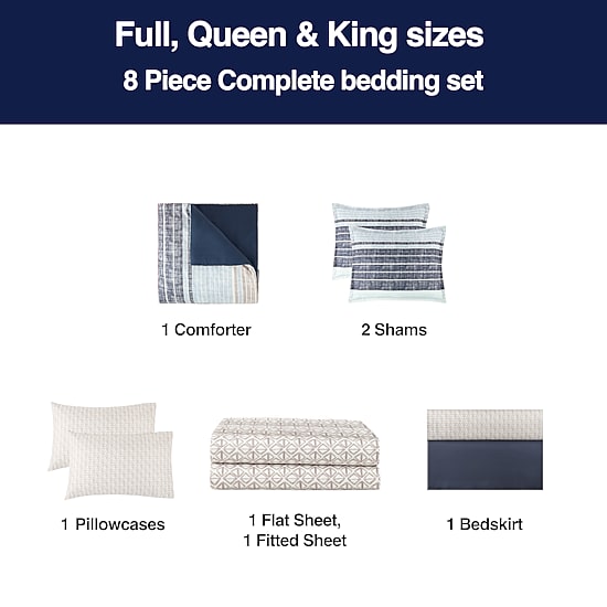 Home Expressions Mercer Stripes Complete Bedding Set With Sheets