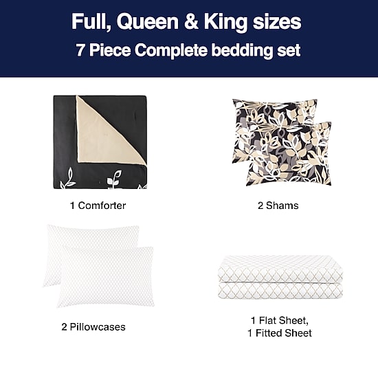 Home Expressions Casey Leaves Complete Bedding Set with Sheets