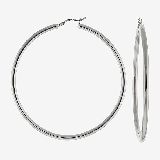 Sterling Silver Large Polished Hoop Earrings
