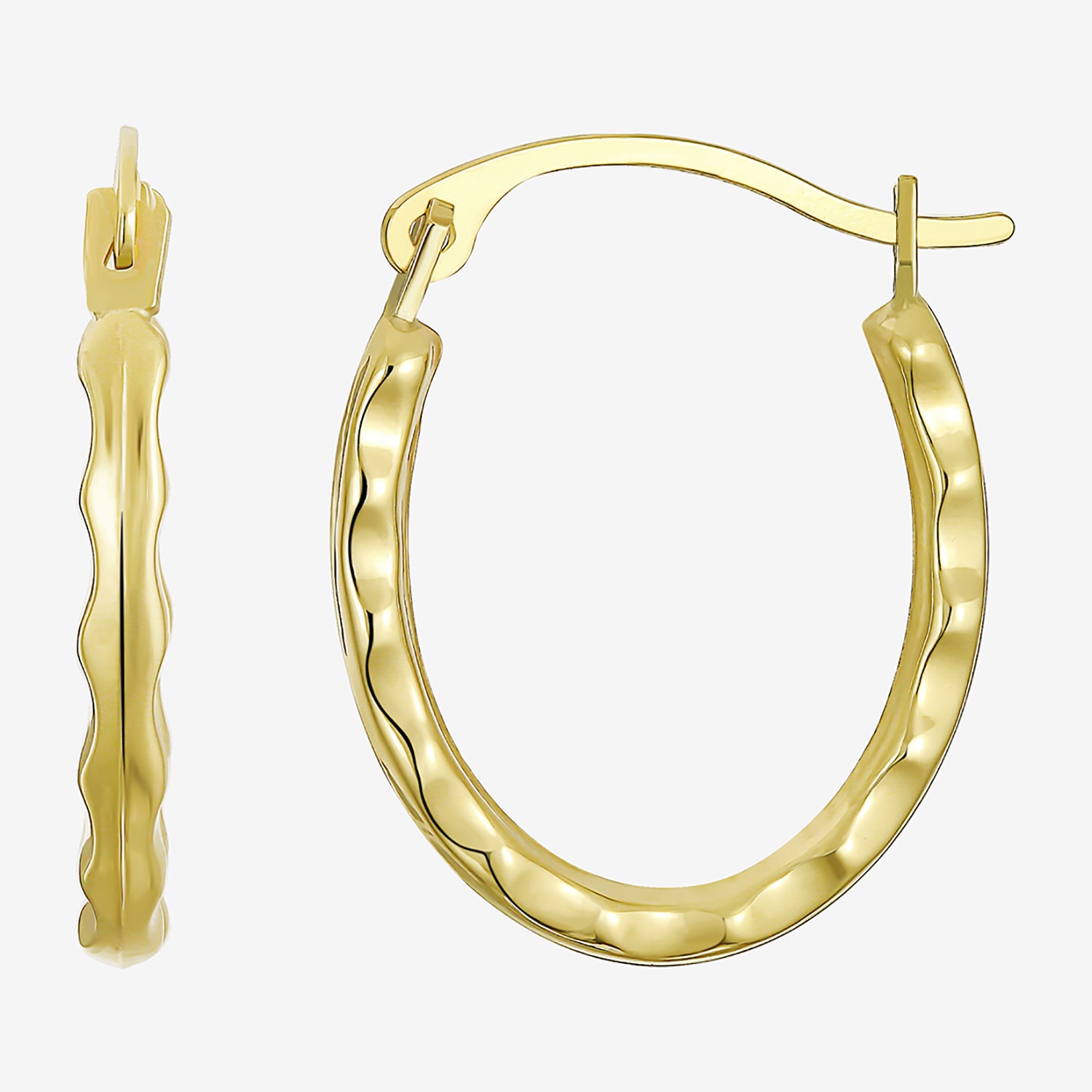 Womens 14K Gold 15mm Round Hoop Earrings