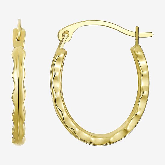 Womens 14K Gold 15mm Round Hoop Earrings