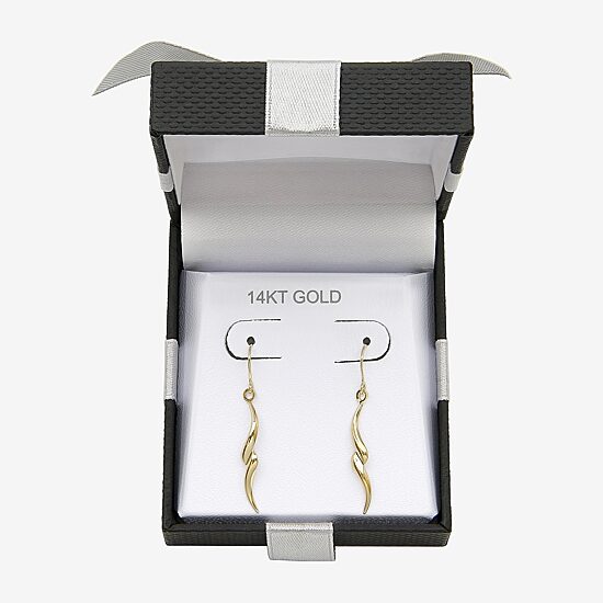 Womens 14K Gold Round Drop Earrings