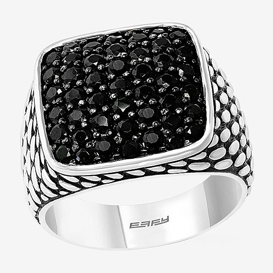 Effy Final Call Mens Genuine Black Spinel Sterling Silver Fashion Ring