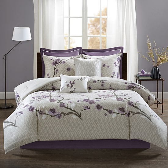Madison Park Isabella Cotton Floral Comforter Set, Color: Purple
