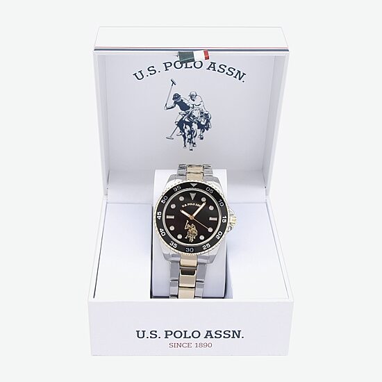 U.S. Polo Assn. Us Polo Assn. Mens Two Tone Strap Watch Usc80726jc