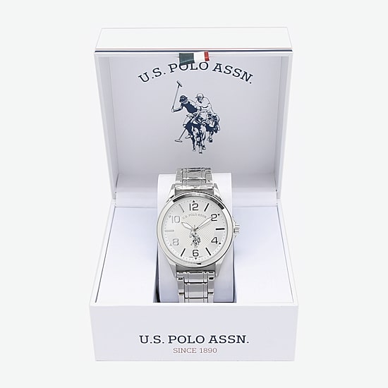 U.S. Polo Assn. Mens Silver Tone Strap Watch Usc80727jc