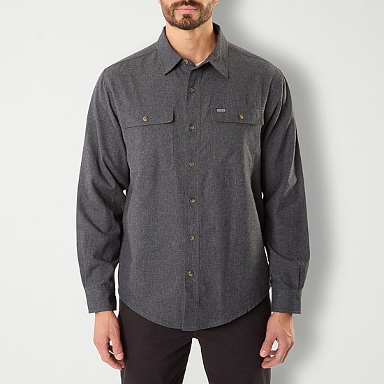 Smiths Workwear Solid Heather Mens Long Sleeve Regular Fit Flannel Shirt