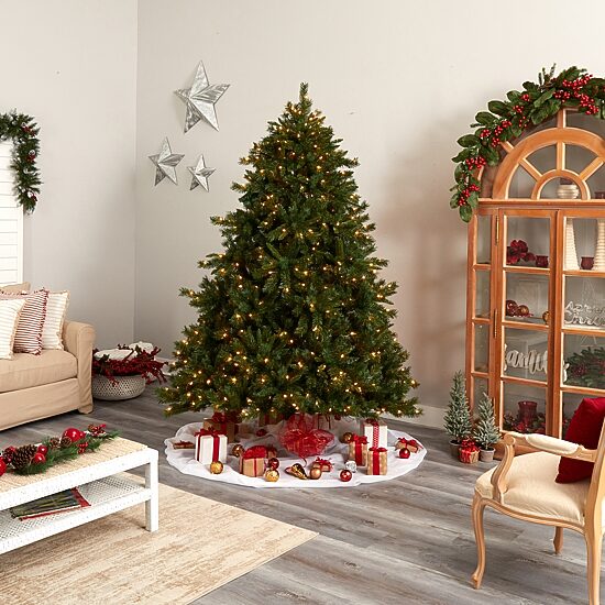 Nearly Natural Faux 8 Foot Pre-Lit Pine Christmas Tree