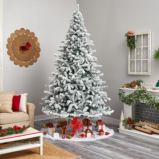 Nearly Natural Faux Green 10 Foot Pre-Lit Spruce Christmas Tree
