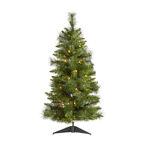 Nearly Natural New Haven Faux 3 Foot Pre-Lit Pine Christmas Tree