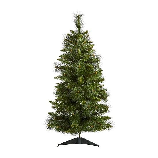 Nearly Natural New Haven Faux 3 Foot Pre-Lit Pine Christmas Tree