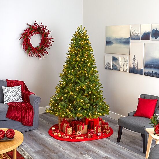 Nearly Natural New Haven Faux 7 Foot Pre-Lit Spruce Christmas Tree