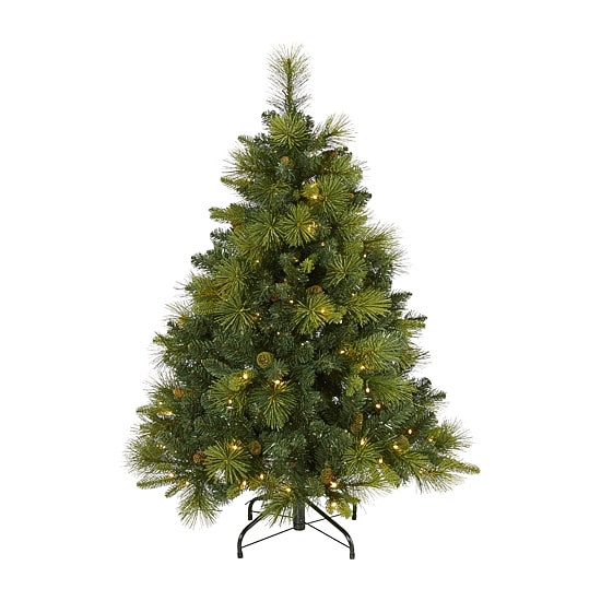 Nearly Natural North Carolina Mixed Faux 4 Foot Pre-Lit Pine Christmas Tree