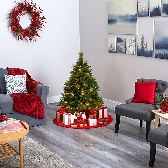 Nearly Natural North Carolina Mixed Faux 4 Foot Pre-Lit Pine Christmas Tree
