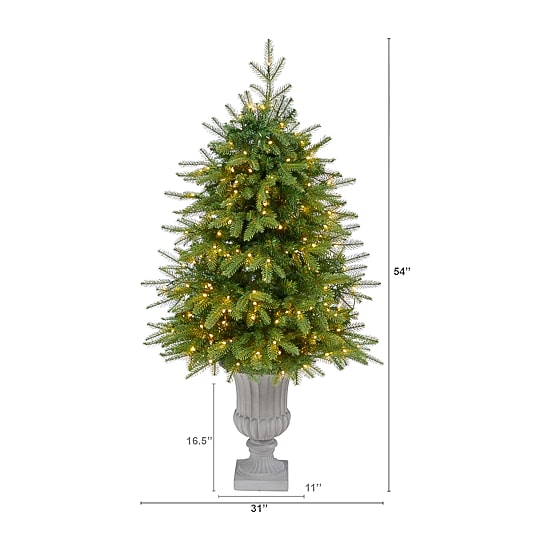 Nearly Natural Natural Look Faux 4 1/2 Foot Pre-Lit Fir Christmas Tree