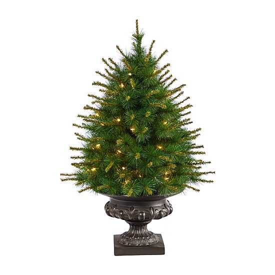 Nearly Natural Faux 3 1/2 Foot Pre-Lit Pine Christmas Tree