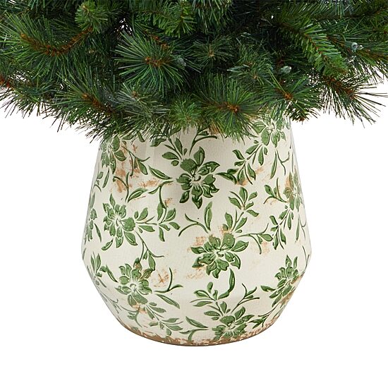 Nearly Natural Mountain Faux 4 1/2 Foot Pre-Lit Pine Christmas Tree